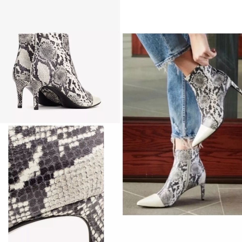 NIB Rag & Bone Beha Boot: Black & White Snake print Size: 10